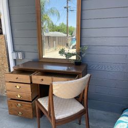 Vanity Desk, Mirror And Chair 