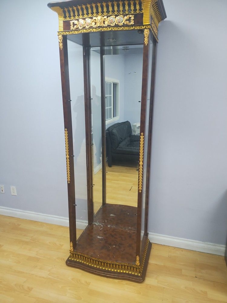 Tall Italian Cabinet With Glass Shelves, Curio, Display. Show Case