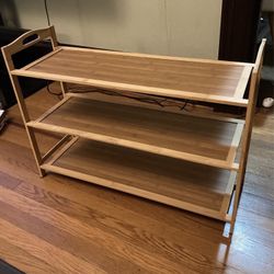 Bamboo wood 3 tires shoes rack - 70cm