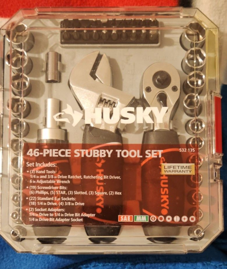 Husky 46 Piece Stubby Tool Set--Brand New
