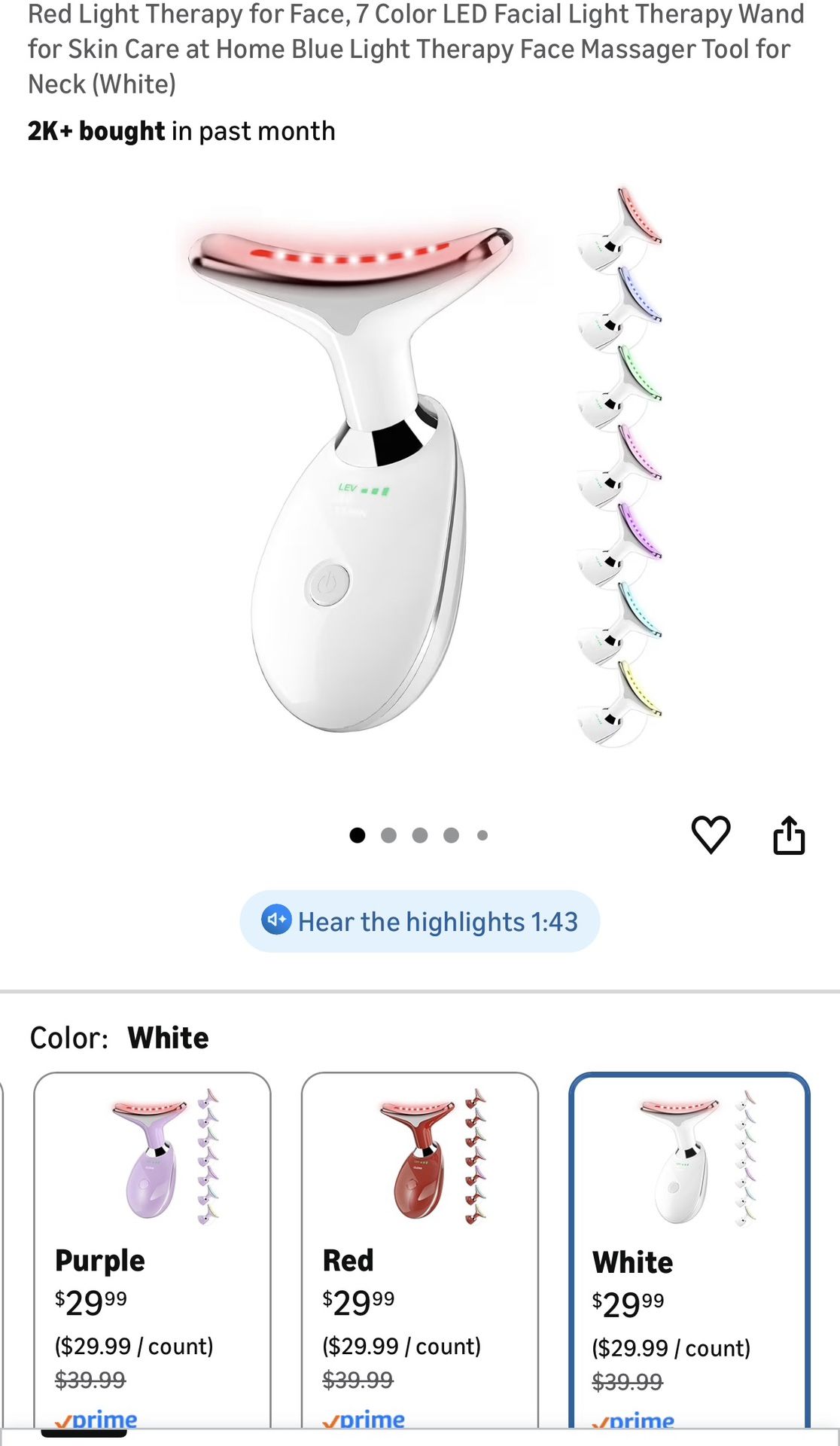 Red Light Therapy for Face, 7 Color LED Facial Light