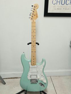 Beautiful Seafoam Green Squier Partscaster Strat – 60s Style Neck – Upgraded