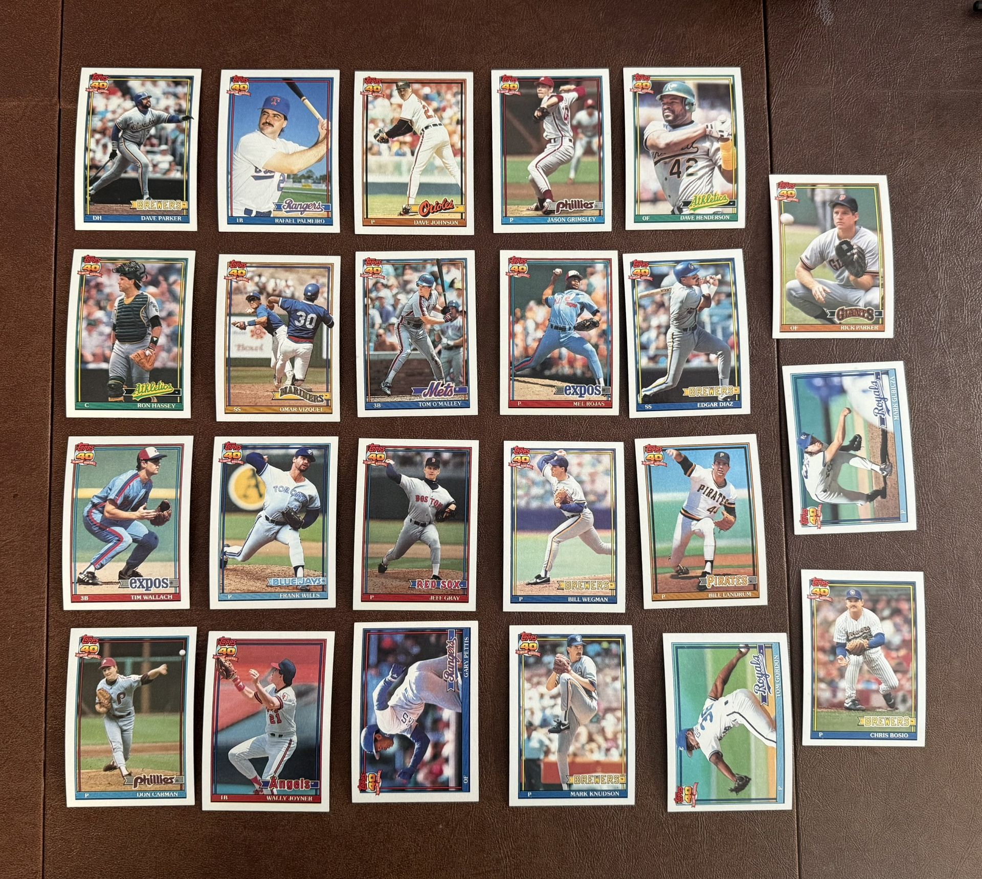 1991 Topps Baseball Rare “Bold Back" SP, Tough To Find Lot of 23