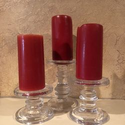 Glass block candleholders, set of three