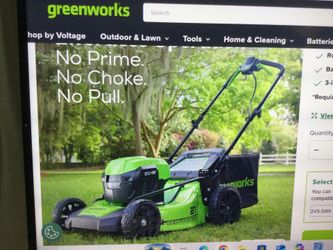 GREENWORKS 48V (24V X 2 ) CORDLESS BATTERY SELF-PROPELLED LAWN MOWER W/ TW0 5.0 AH USB BATTERIES & DUAL PORT CHARGER