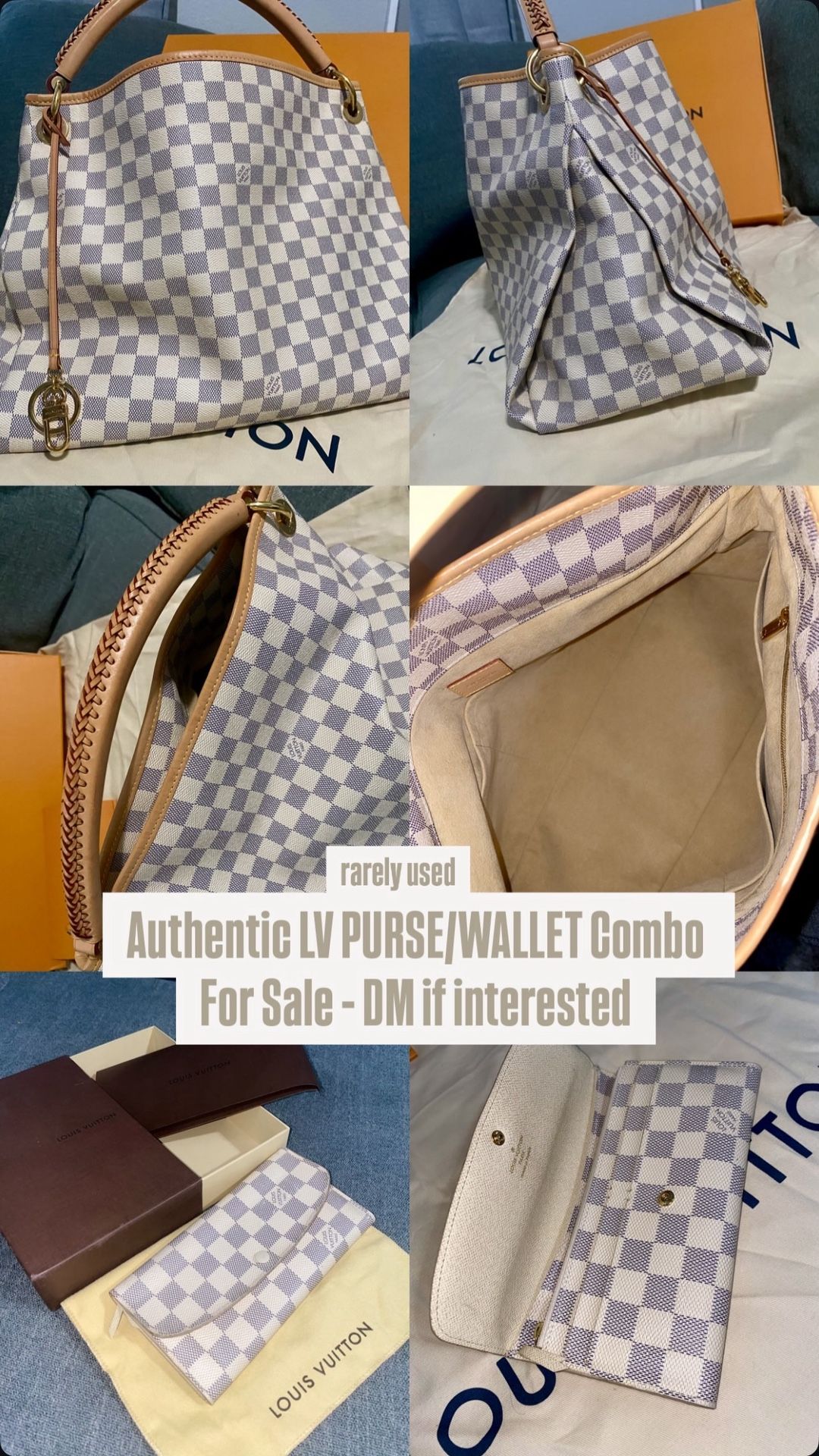 **AUTHENTIC ** Louis Vuitton Artsy Azur mm AUTHENTIC LIKE NEW + LOUIS VUITTON Emilie Damier Azur Wallet White