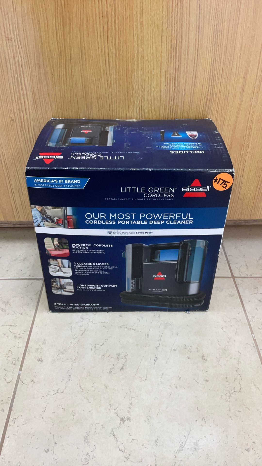 BISSELL LITTLE GREEN CORDLESS PORTABLE CARPET & UPHOLSTERY DEEP CLEANER.