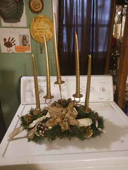 Christmas 5 Candles Gold Holder Decoration 