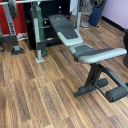 Golds Gym Weight Bench With Bar And 225 Pounds Of Weights