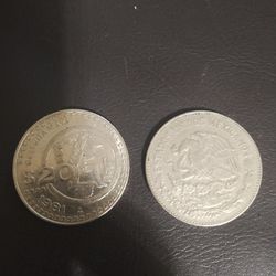 2 ~1981 Mexico 20 Peso  Coins