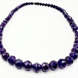 ELEGANT AMETHYST FACETED BEAD CHOKER NECKLACE