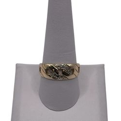14kt Yellow Gold Diamond Chain Ring