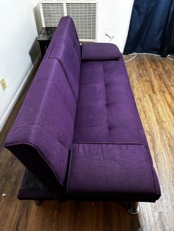 Modern Purple Futon Sofa Bed – Convertible Loveseat Couch