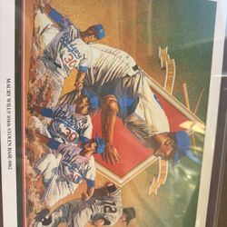 Maury Wills 104th Stolen Base 1962 Mini Póster 