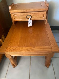 Step Table w/Drawer Solid Wood