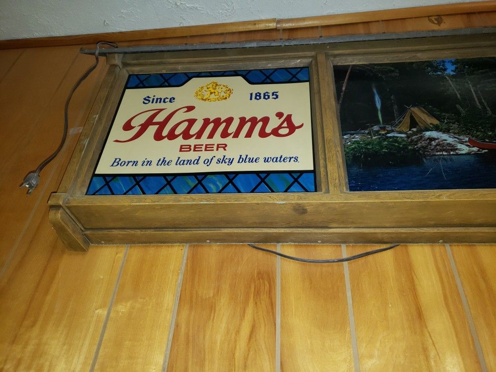 VTG 1960s Hamm's beer on tap scene o rama motion moving waterfall light