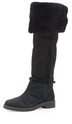 New Diane Von Furstenberg thigh high shearling leather boots new 6 1/2