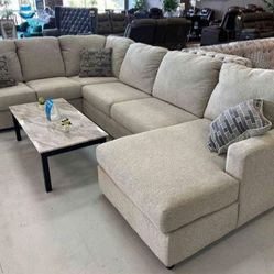 Edenfield Linen Sectional Ashley Couch 