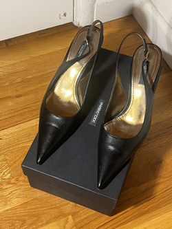 Dolce & Gabbana Leather Slingback Heels – Size 39 – Authentic