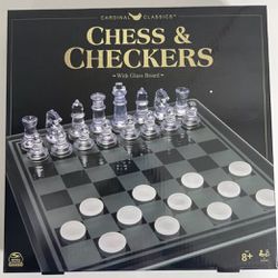 Chess & Checkers With Glass Board 