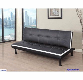 6 ft ( 72" ) Black Futon sofa bed with white trimmed( New)
