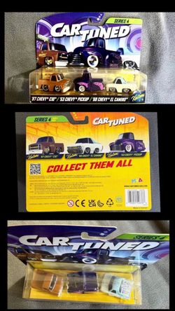 Car Tuned Series 4 Die Cast Triple Pack. '87 C10, '53 Pickup, '68 El Camino