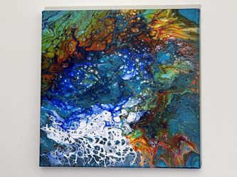 10” X 10” Acrylic Pour Paintings on Canvas