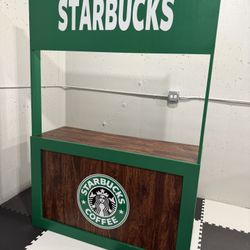 Kids pretend play Starbucks stand