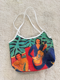 Art Print Canvas Tote Bag – Women with Guitar Colorful Print, New