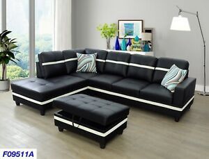 New Leather Sectional And Ottoman 