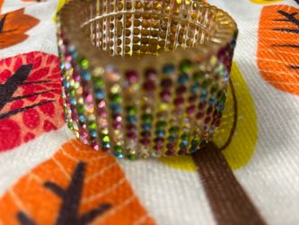 Multi-colored rhinestone stretch cuff bracelet