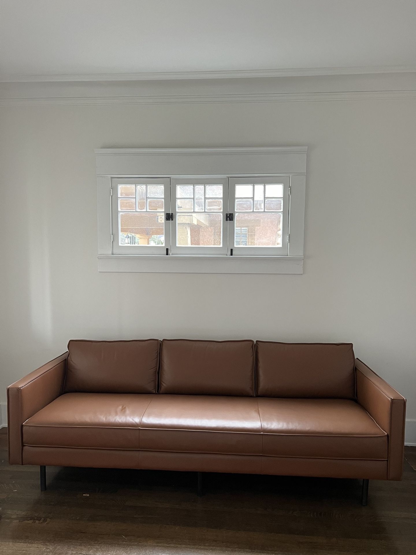 West Elm Axis Leather 89” Couch