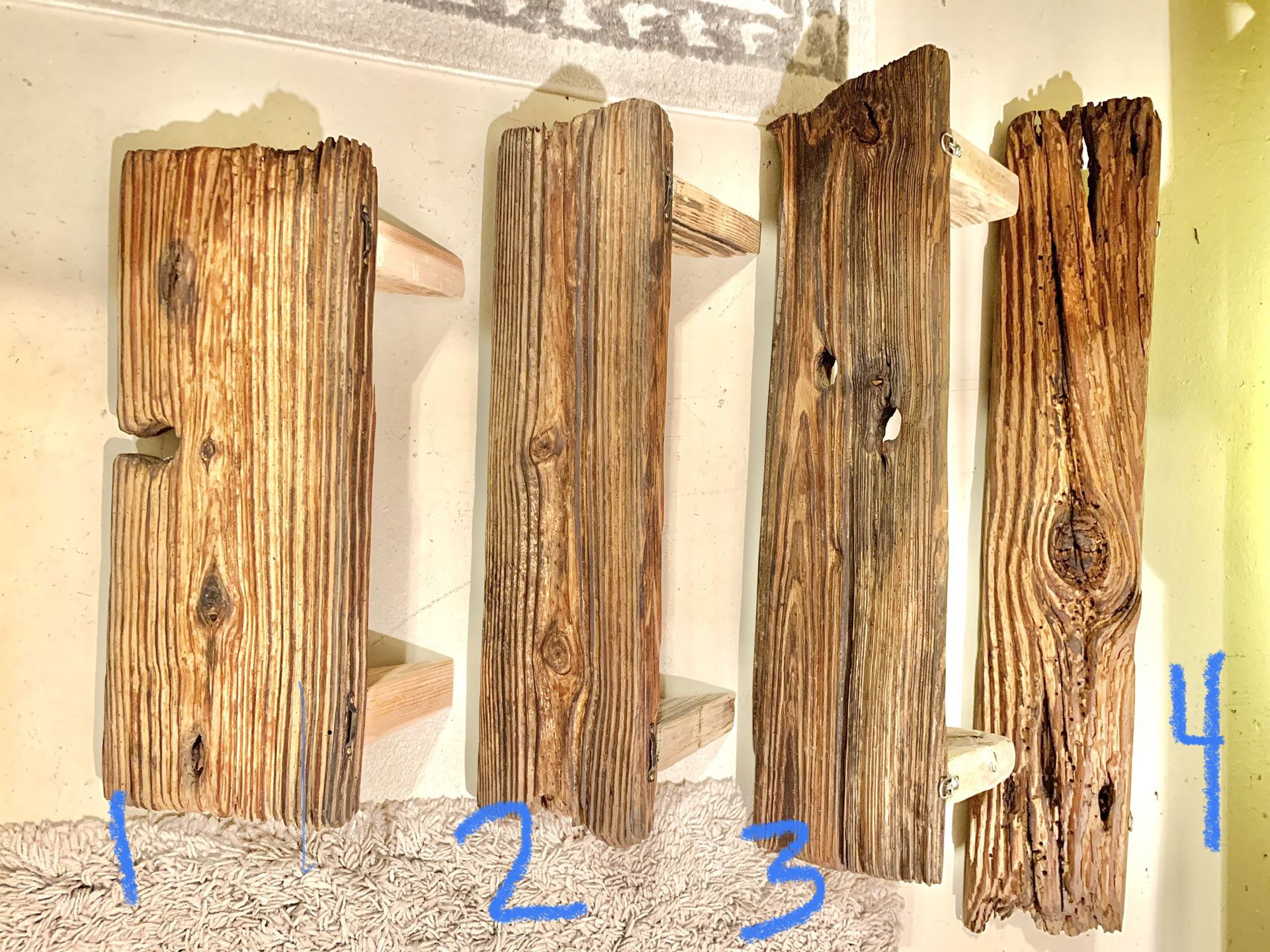 Rustic & Farmhouse Style Decor ~ 4 Different Aged Beachwood Shelves $25-$35