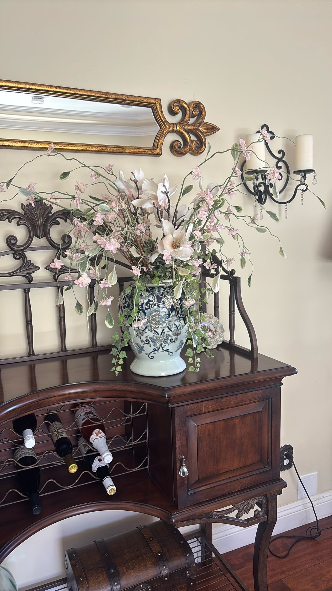 Fake plant flower Bombay vase centerpiece large