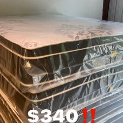 King  Pillowtop Mattress and box spring new in plastic free delivery in Atlanta