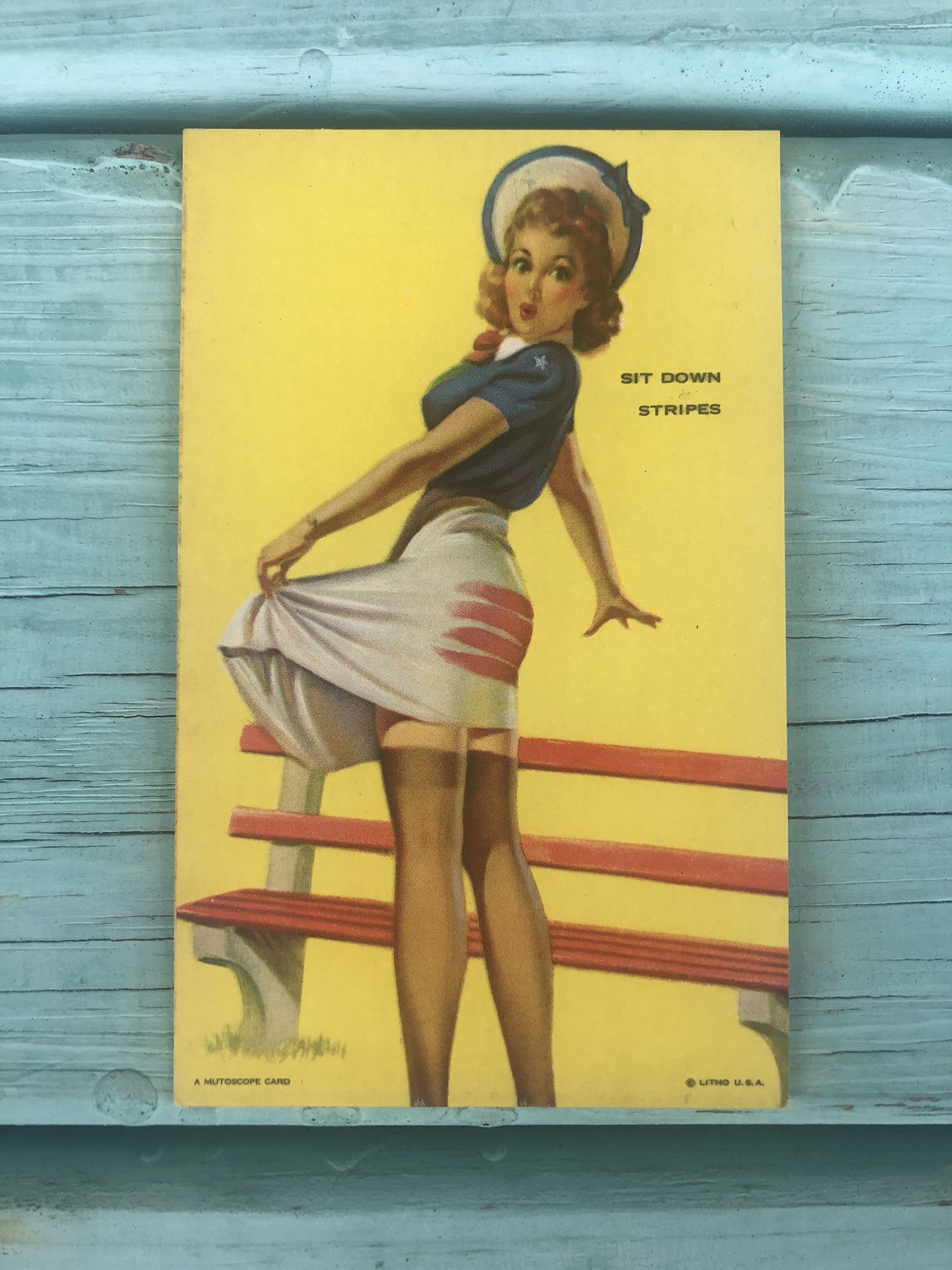 Rare Vintage/Antique Risqué Pin Up Girl 1940s Card/Postcard GC 3.5 x 5.5
