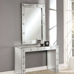 Hessa Accent Table & Mirror (48"L X 16"W X 32"H)