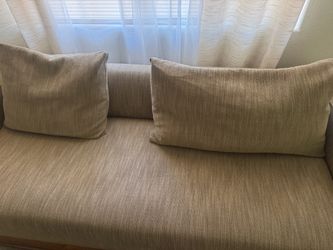 Beige Fabric Sofa with Cushions