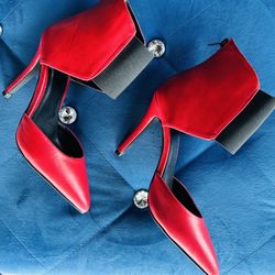 Sexy Red Ankle Strap Heels, Size 7
