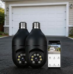 2Pack WiFi 1080P HD Camera Infrared Night Vision with Bulb for Remote Surveillance Indoor Security Camera for Baby Monitor Dog Camera W/2-Way Audio Si