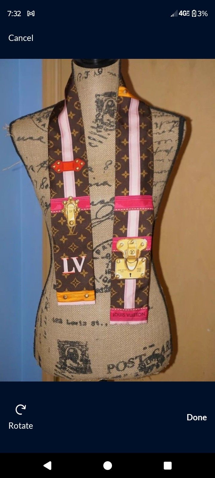 AUTHENTIC LOUIS VUITTON BANDEAU SCARF MONOGRAM ! 