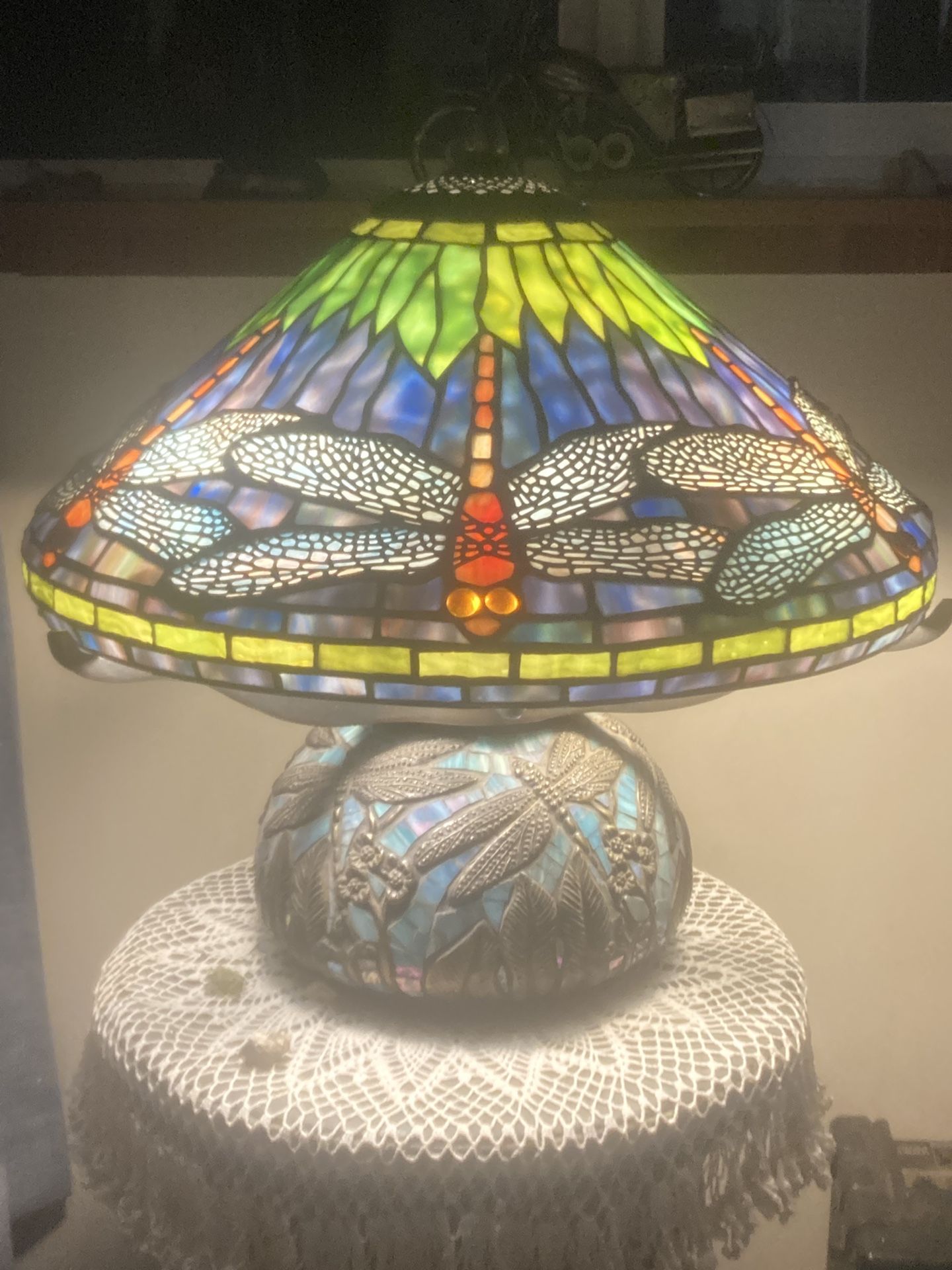 Tiffany Table Lamp Stained Glass Dragonfly