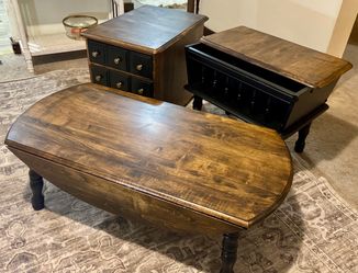 3-piece wood coffee table and end table set