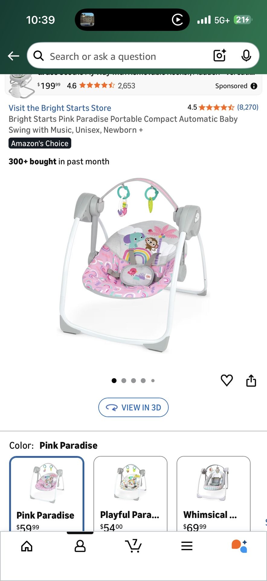 Pink Baby Swing