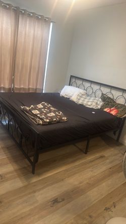 King size bed with frame and mattress for sale