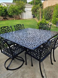 7pc Hanamint Heavy Cast Aluminum Outdoor Dining Table Set/outdoor Furniture/Cash Only