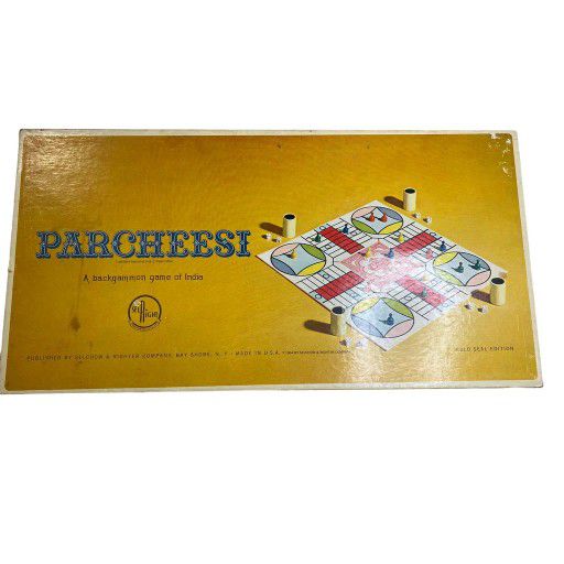 Parcheesi Board Game-1964 Complete A Backgammon Game Of India Sel-Right Vintage
