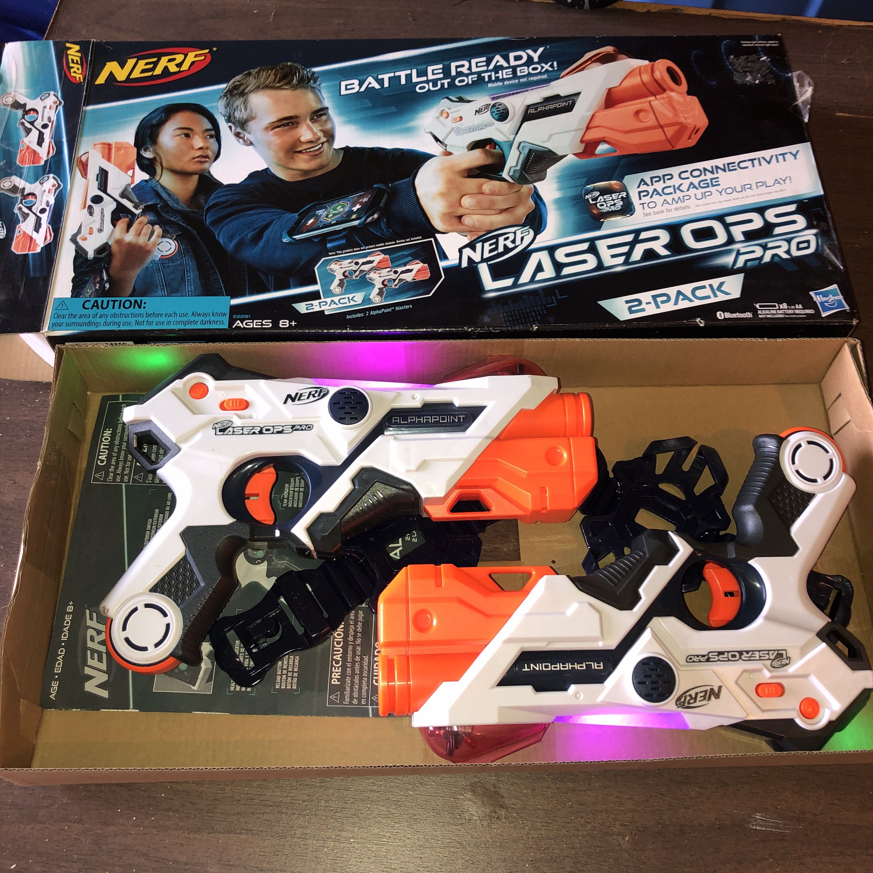 NERF Laser Ops Pro Alphapoint blasters with armbands 2 pack