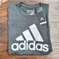 Grey Adidas shirt with white adidas logo #AdidasTee size:small 