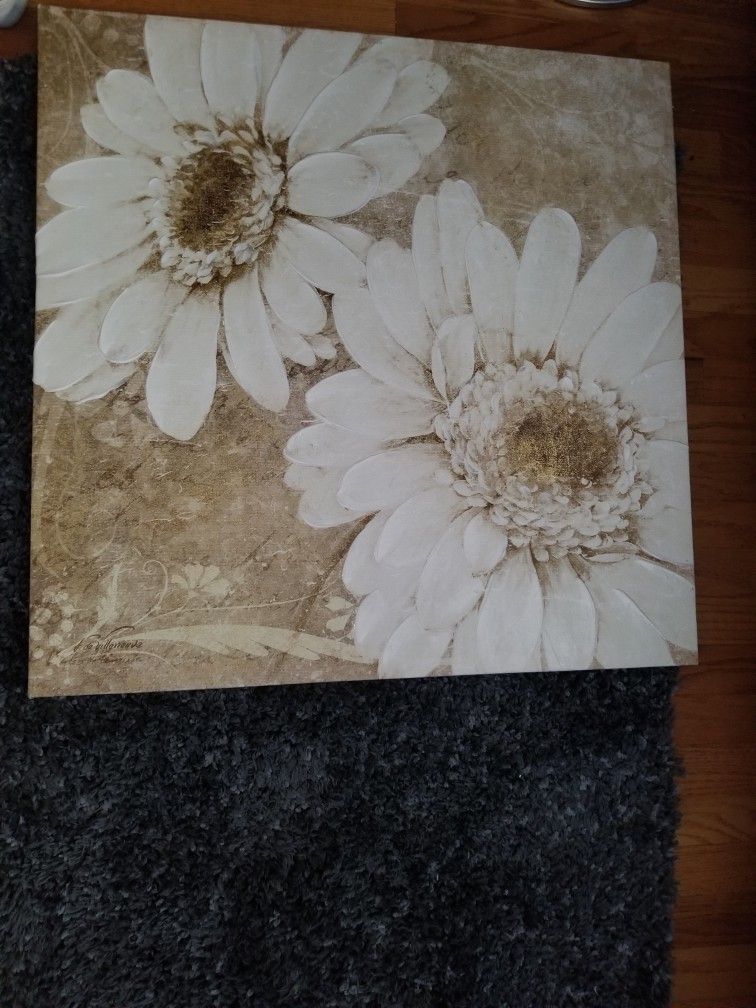 Gold and Off White Picture (On Canvas)